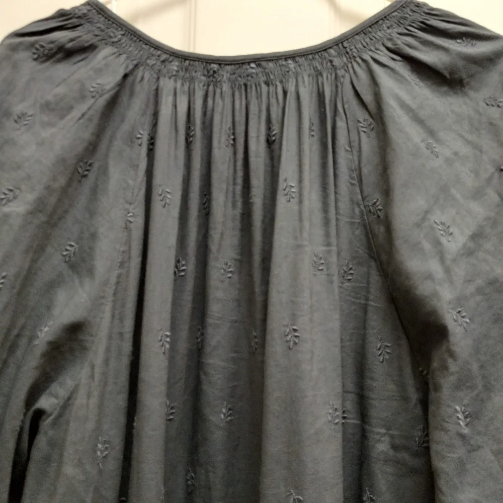 Old Navy Waist Defined Embroidered Midi Dress Gray Size XL Pockets Boho Peasant - Picture 8 of 16